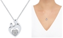 Macy's Diamond Heart Cluster Mother & Child Pendant Necklace (1/10 ct. t.w.) in Sterling Silver